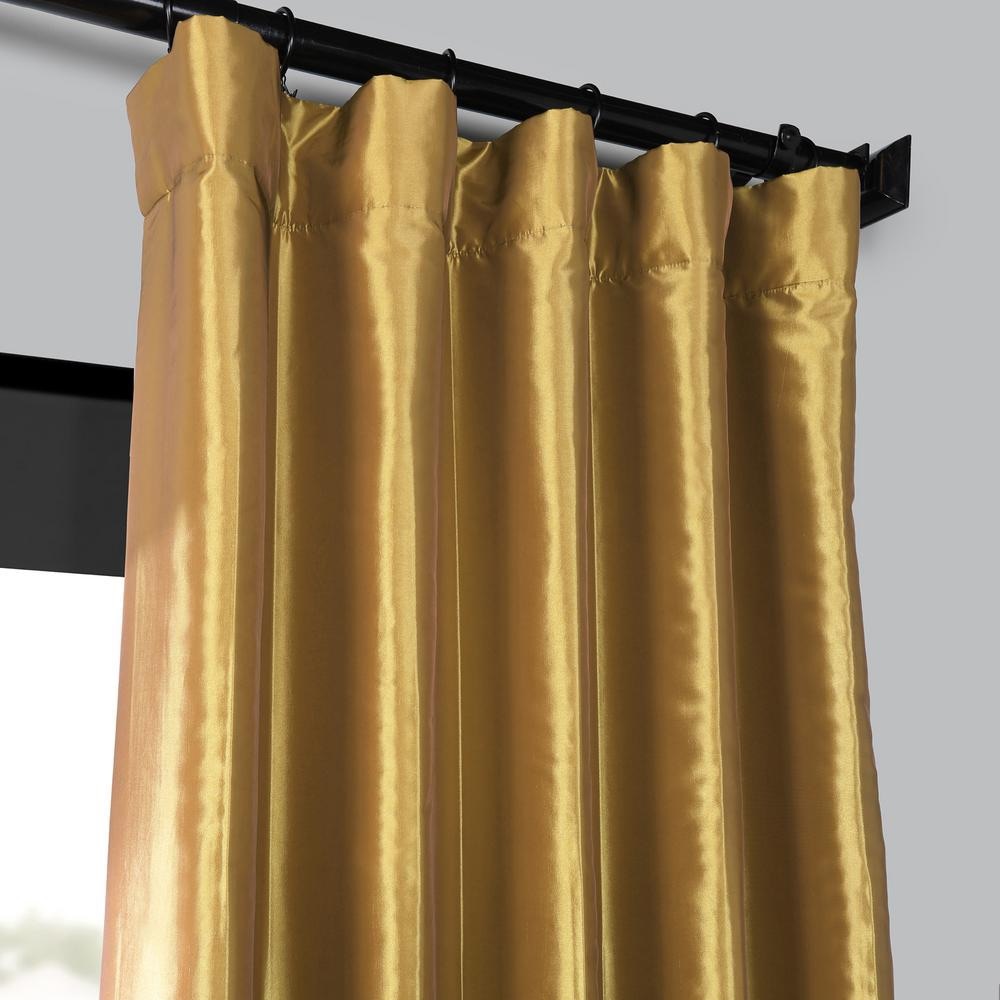 Pair Farmhouse Gold Blackout Faux Silk Curtain